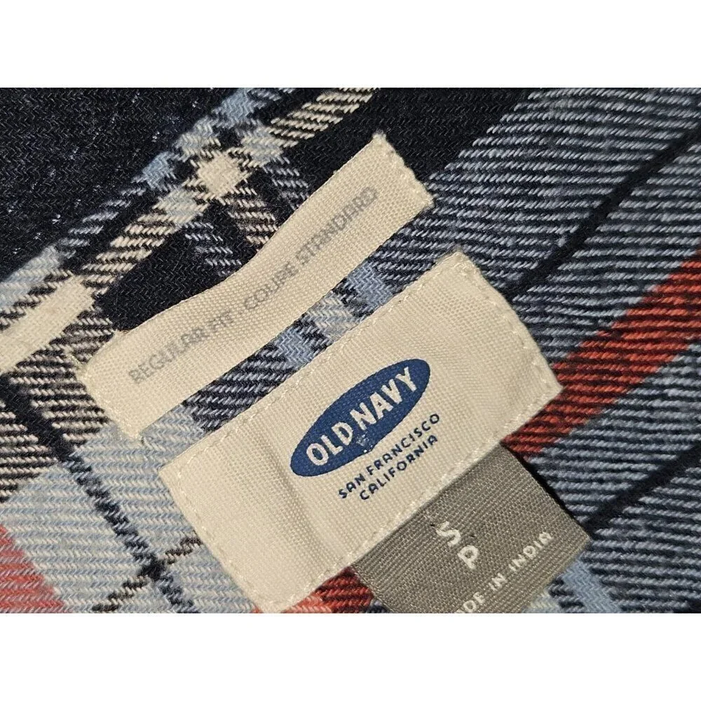 Old Navy Mens 100% Cotton Flannel Button Down Shirt Size S Regular Fit
